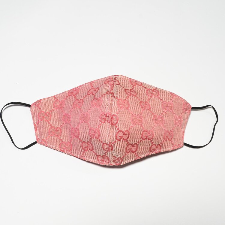 Face Mask - Gucci Taupe & Hot Pink Jacquard SMALL