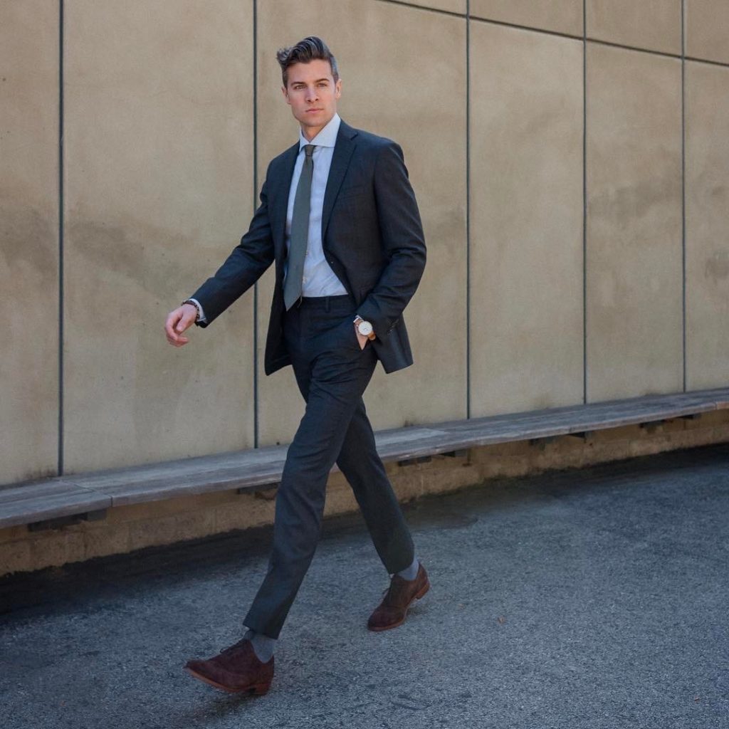 light brown shoes with suit