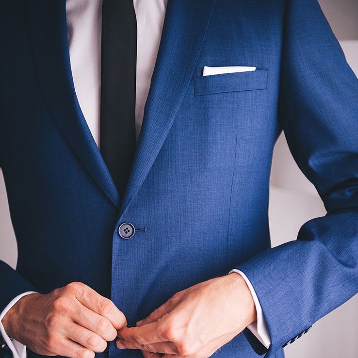 navy suit brown shoes tie